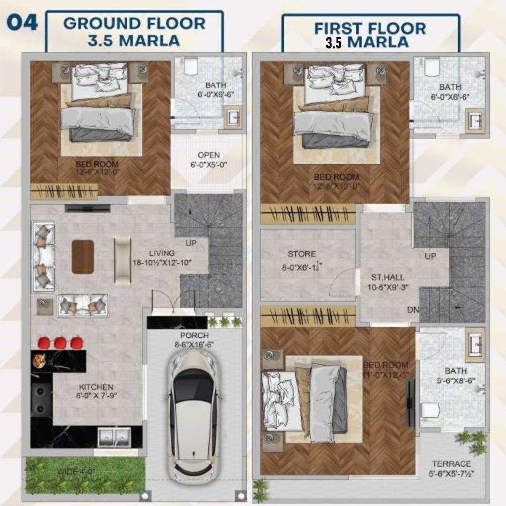 Ravi Urban Villas 3.5 Marla Villa's Floor Plans