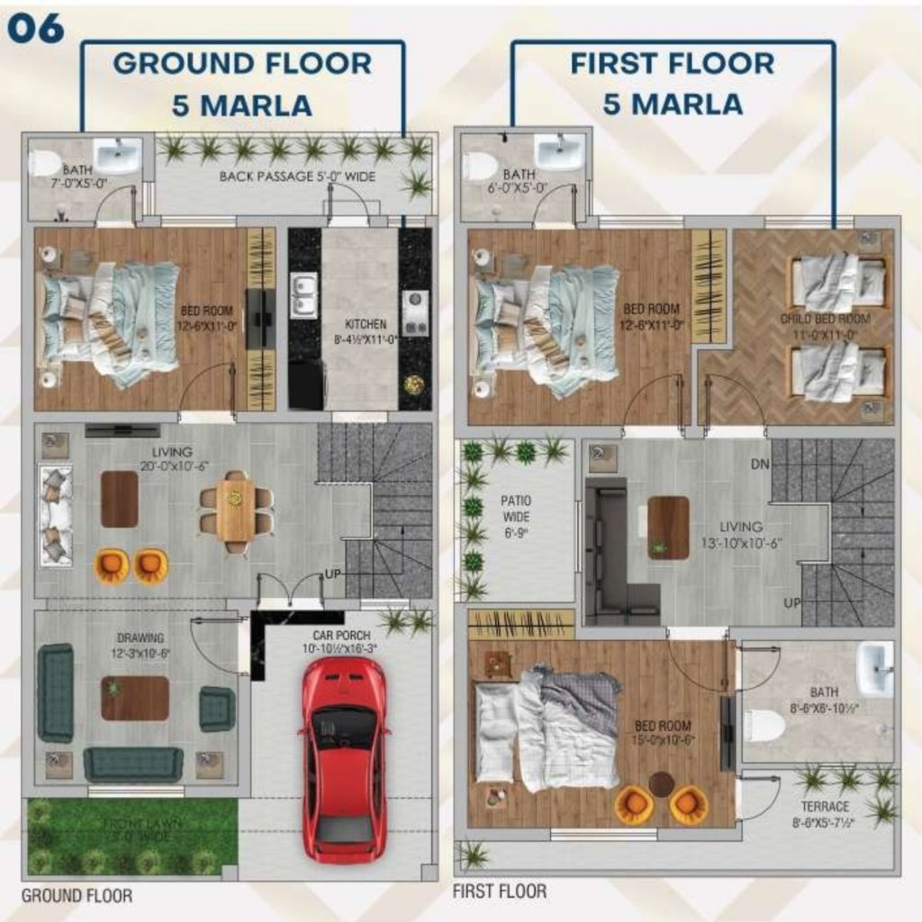 Ravi Urban Villas 5 Marla Villa's Floor Plans